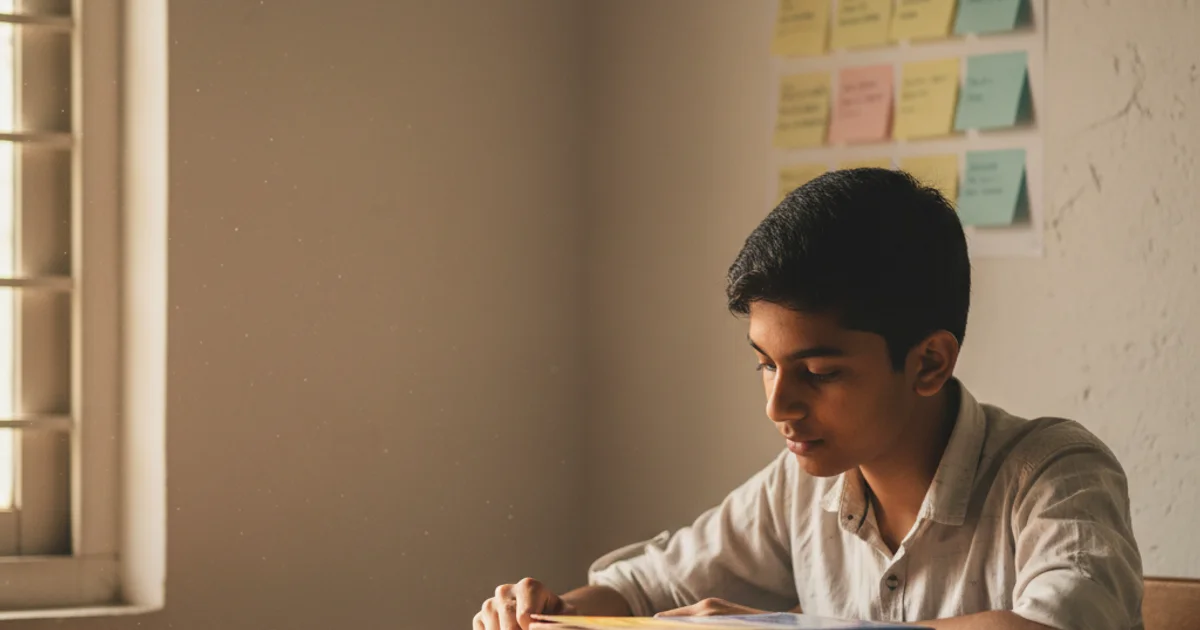 Class 10 student at desk with NCERT Science and Maths textbooks and study planner notes