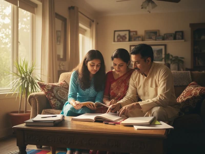 Parent and teen discussing one worksheet misconception from graded report