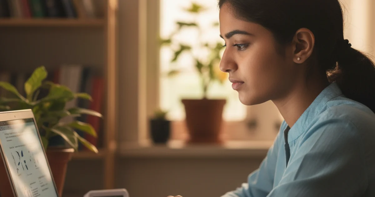 CBSE student taking timed mock test at home with report card on laptop
